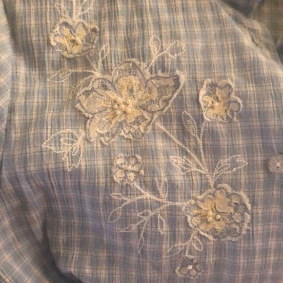 KORET CITY BLUES SHIRT SIZE M PETITE BLUE GINGHAM - Picture 4 of 5